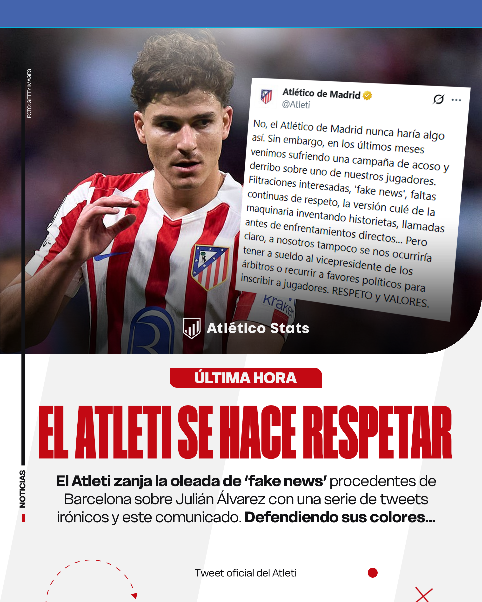 El Atlético de Madrid estalla contra el FC Barcelona por el 'caso Julián Álvarez'. Descubre el duro comunicado sobre las fake news y el acoso al jugador.