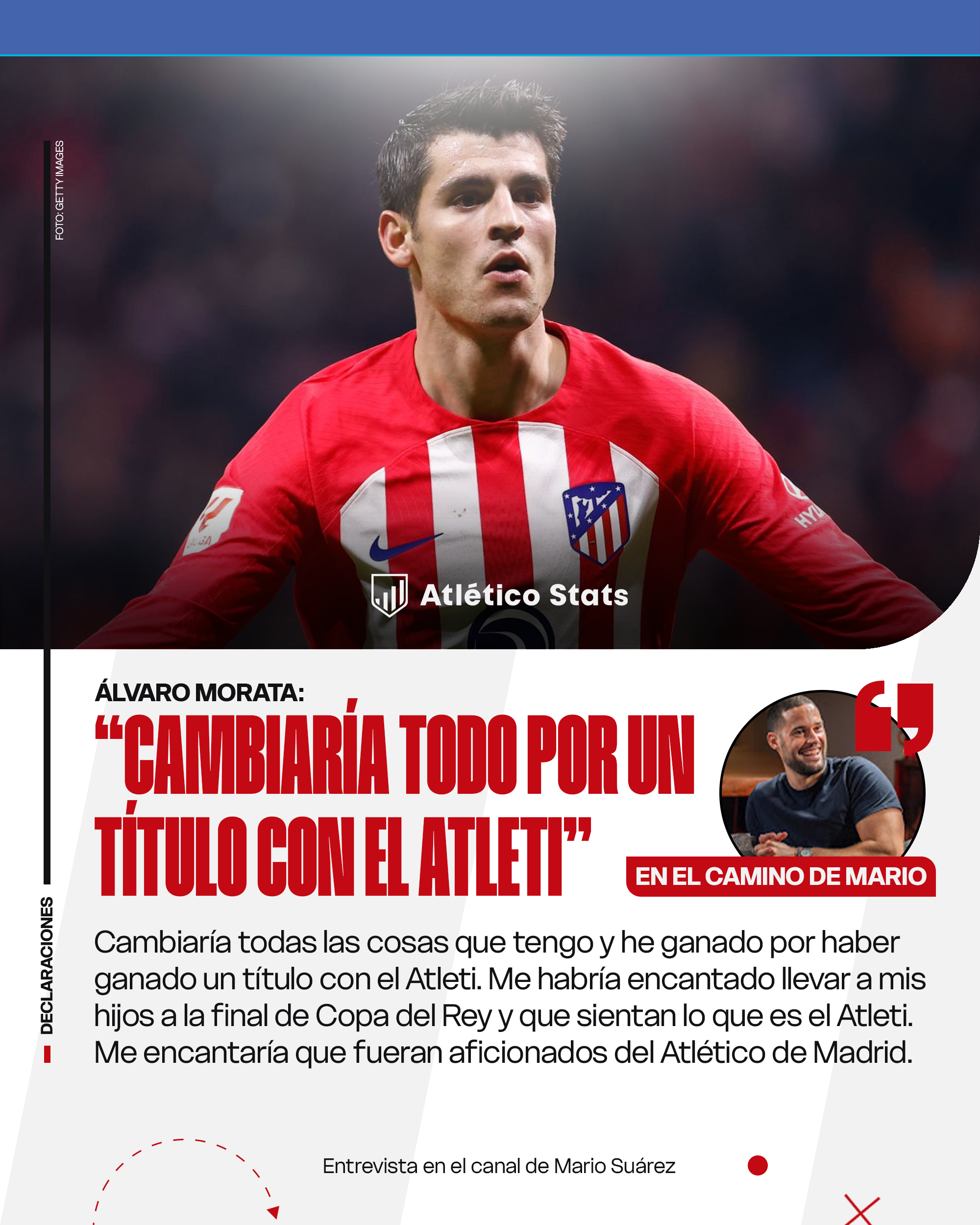Álvaro Morata: "Cambiaría todo lo que tengo por haber ganado un título con el Atleti"