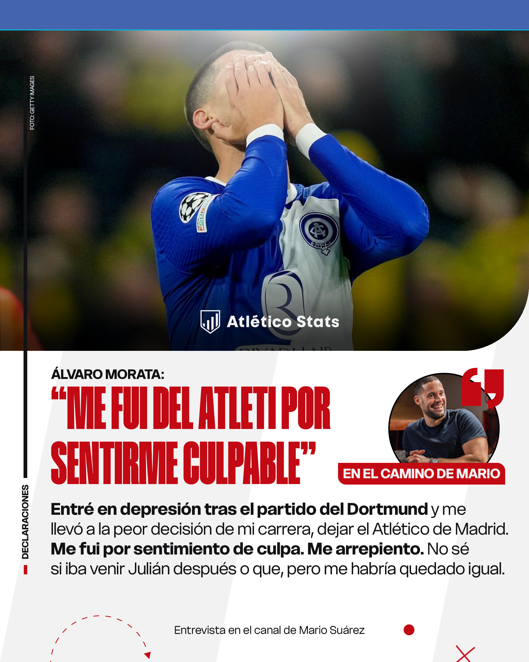 Álvaro Morata: "Cambiaría todo lo que tengo por haber ganado un título con el Atleti"