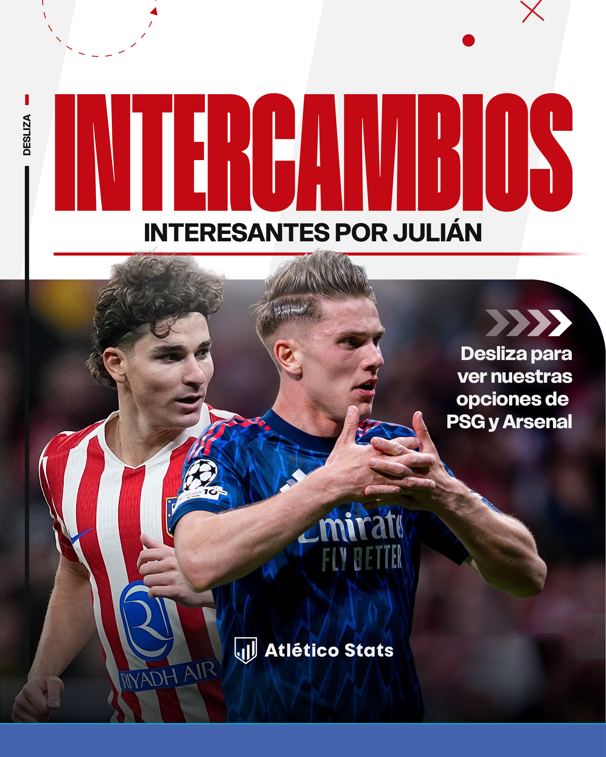 ¿Trueque por Julián Álvarez? Con el Barça descartado, analizamos los fichajes que el Atlético de Madrid podría negociar con el Arsenal y el PSG.