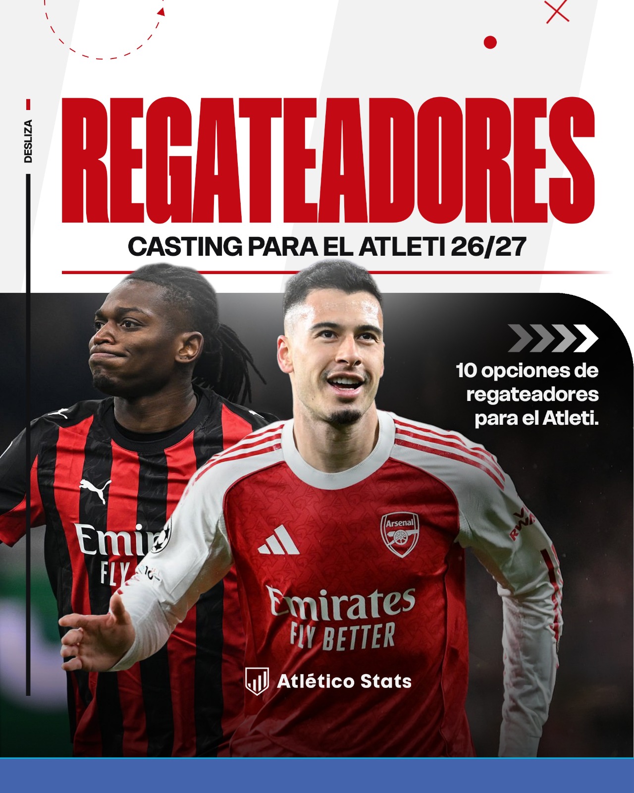 El Atlético de Madrid busca desequilibrio en ataque. Descubre nuestra lista de 10 regateadores ideales para el mercado rojiblanco, de Rashford a Rafael Leão.