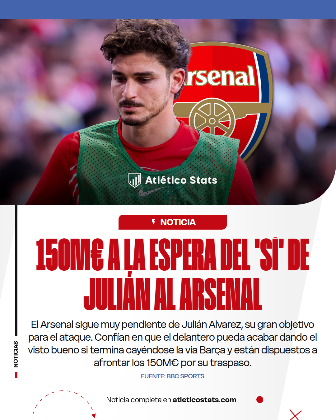 El Arsenal irrumpe con 150 millones por Julián Álvarez. Analizamos el posible adiós del argentino, la postura del Atlético de Madrid y las opciones de recambio.