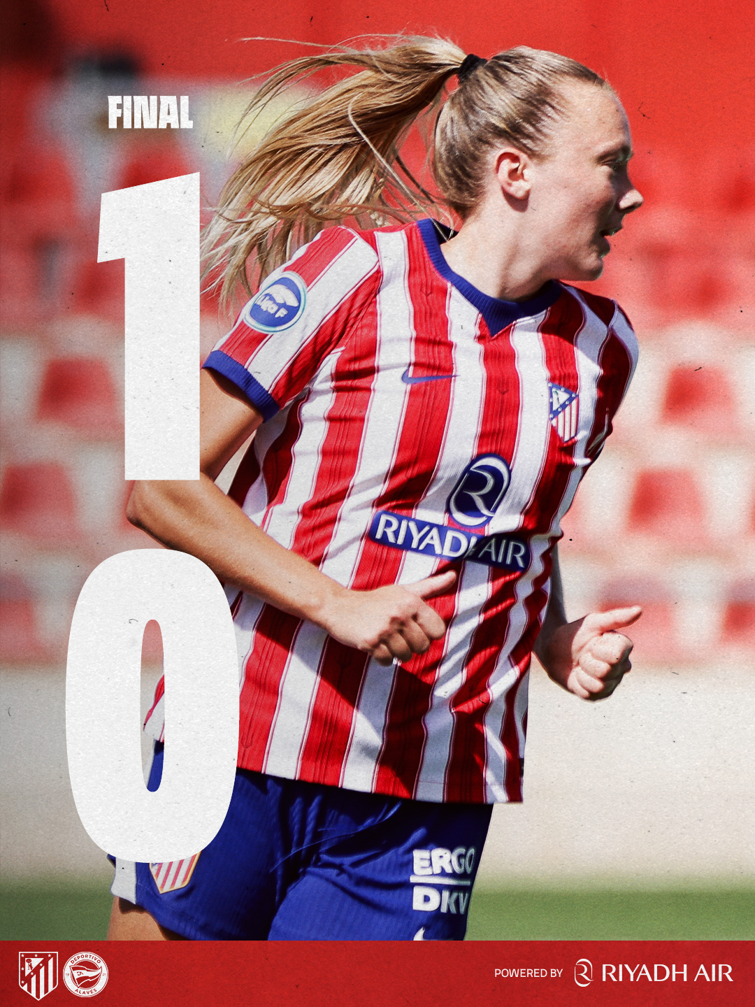 El Atlético Femenino vence al Alavés (1-0) con un gol de Synne Jensen en el 90'. Las rojiblancas perdonaron un penalti y sufrieron hasta el final.