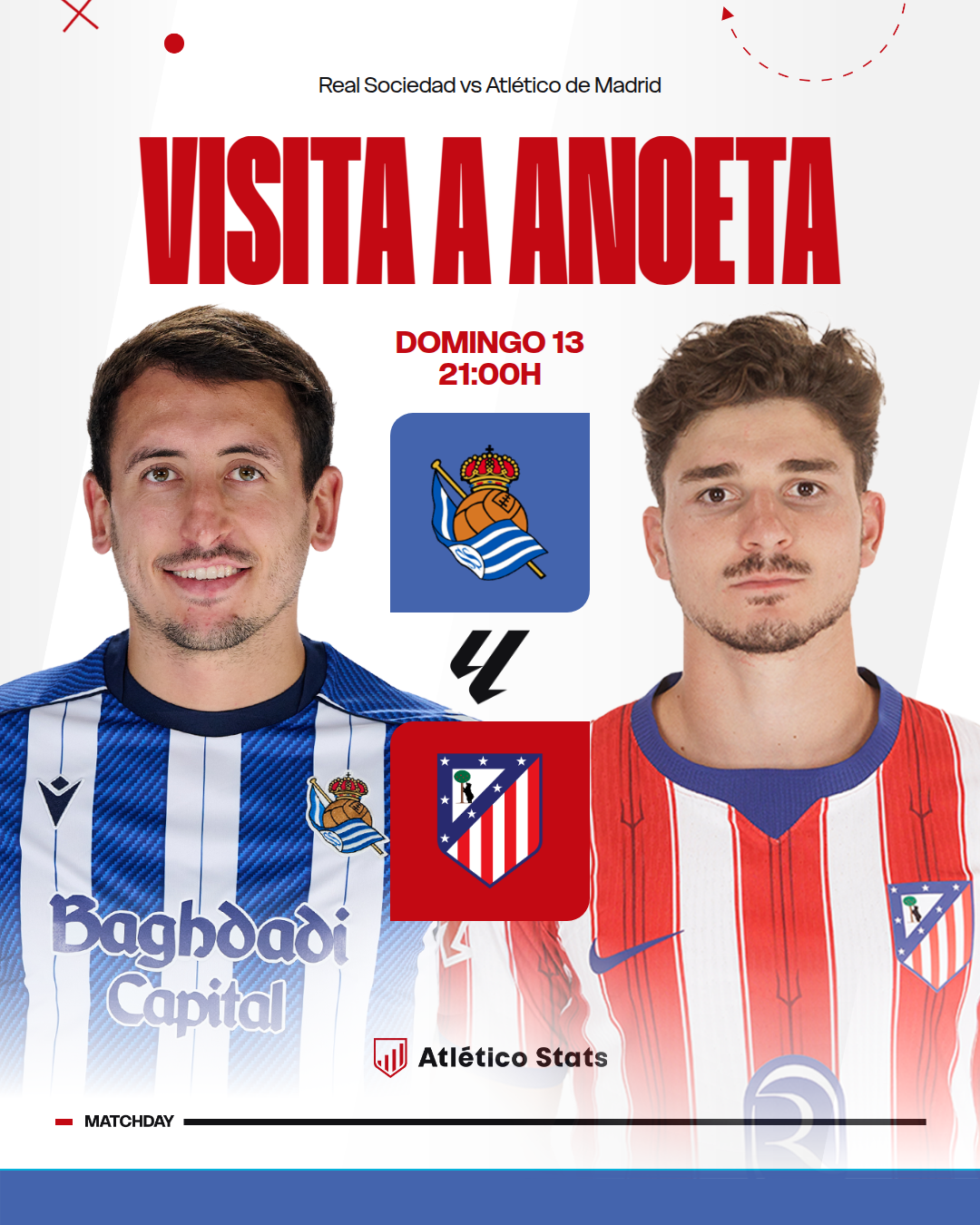 Previa del Real Sociedad vs Atlético de Madrid (Jornada 5). El Atleti busca evitar el abismo en Anoeta tras dos derrotas. Alineaciones, bajas y dónde verlo.