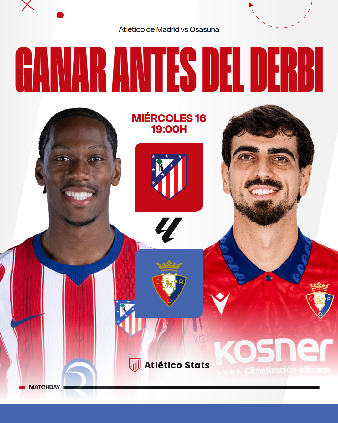 Previa del Atlético de Madrid vs Osasuna. El Atleti busca mantener la racha en el Metropolitano antes del derbi. Bajas, onces y el duelo Cuti vs Budimir.