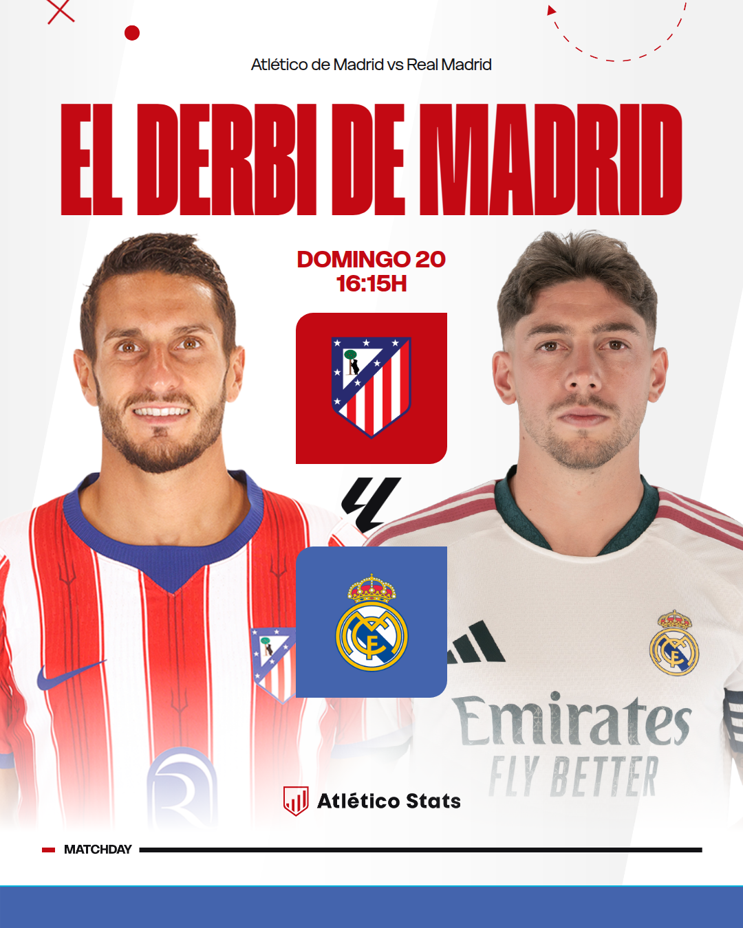 Previa del derbi Atlético de Madrid vs Real Madrid. El Atleti defiende el Metropolitano en un duelo clave. Descubre las alineaciones, bajas y dónde verlo.