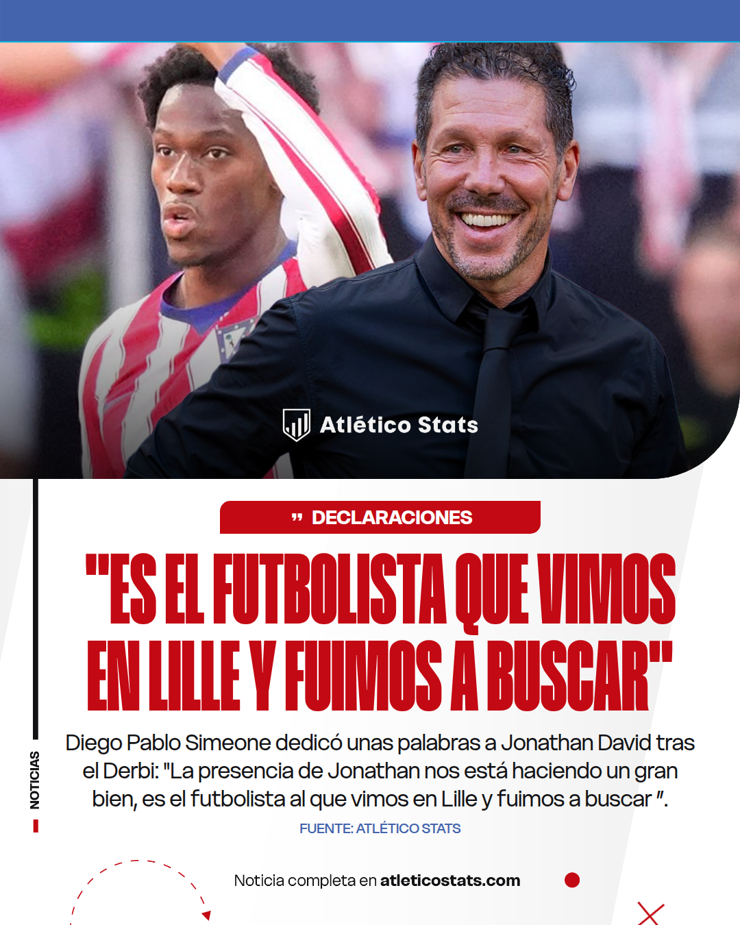 Analizamos el brutal impacto de Jonathan David en el Atlético de Madrid. Sus métricas goleadoras, desmarques y su encaje táctico con Julián Álvarez.   
