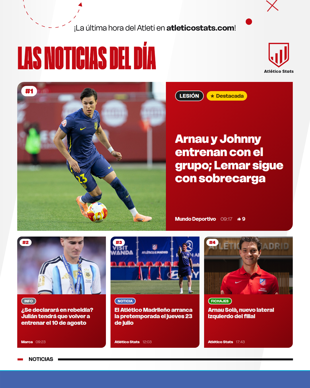 Arnau y Johnny entrenan con el grupo; Lemar sigue con sobrecarga - Las noticias del día del Atleti