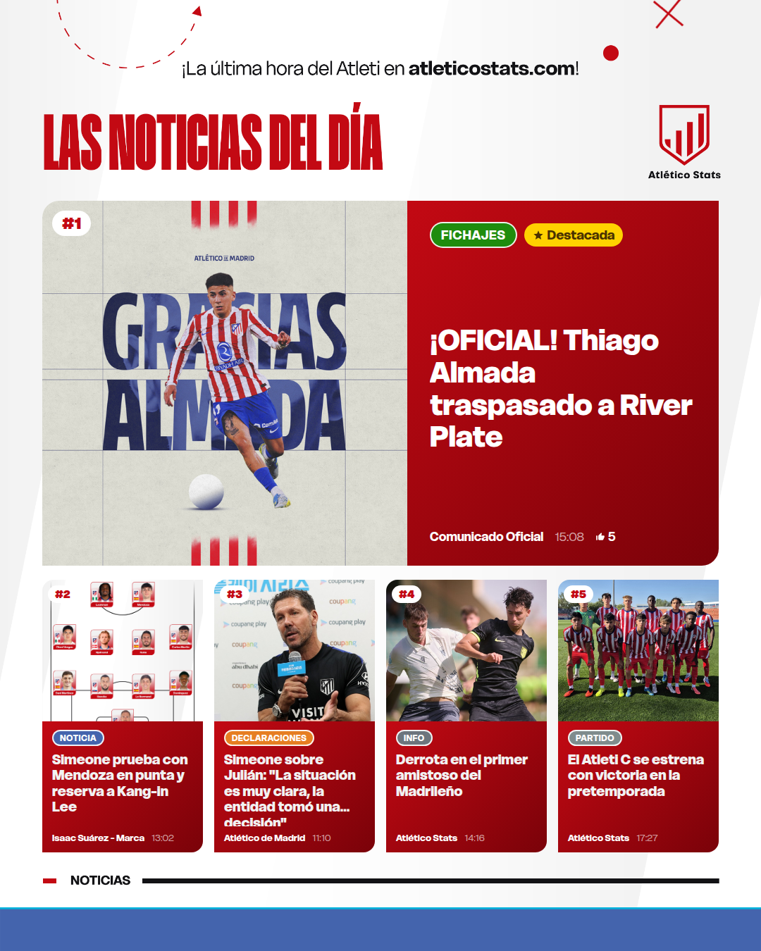 ¡OFICIAL! Thiago Almada traspasado a River Plate - Las noticias del día del Atleti