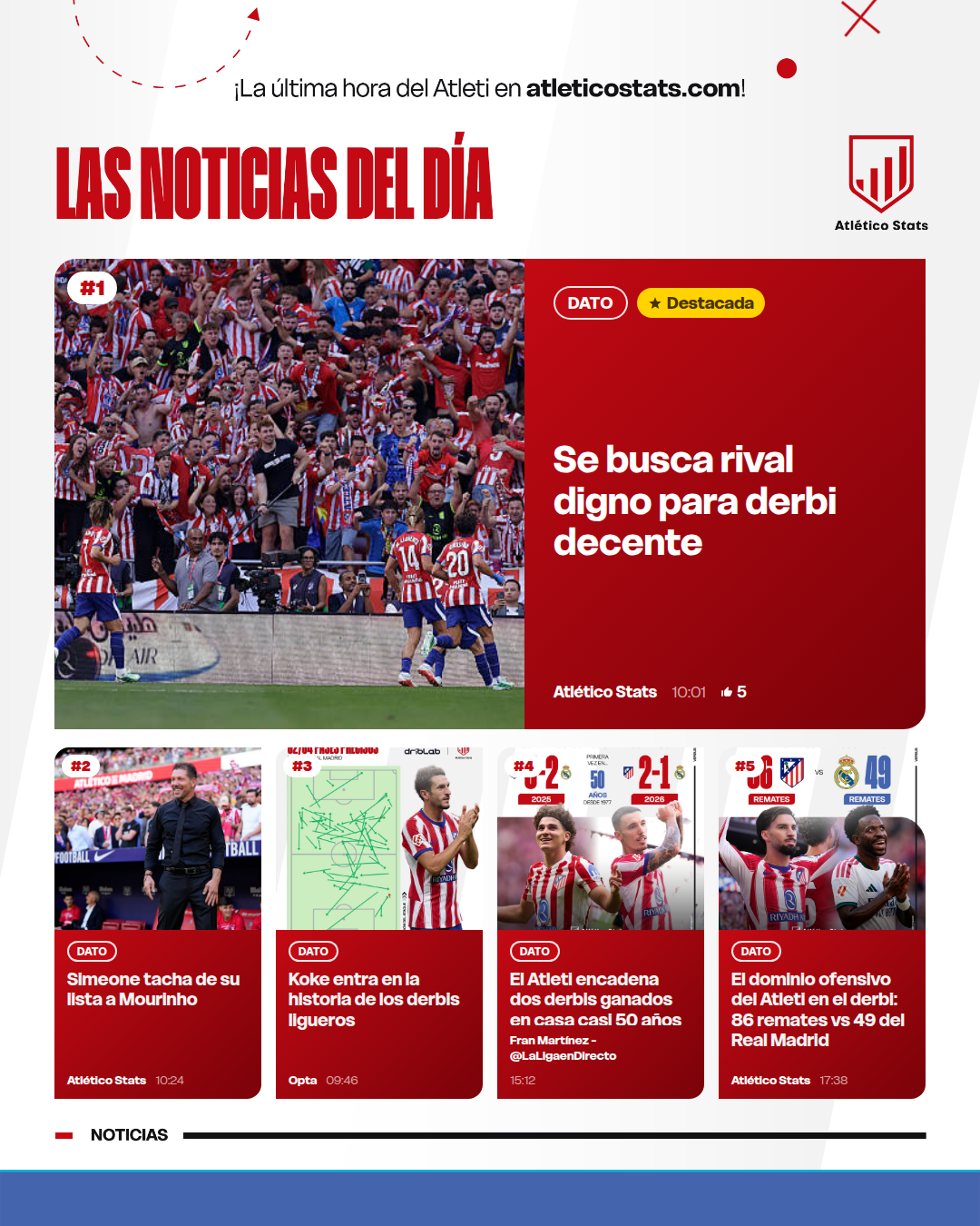 Se busca rival digno para derbi decente - Las noticias del día del Atleti