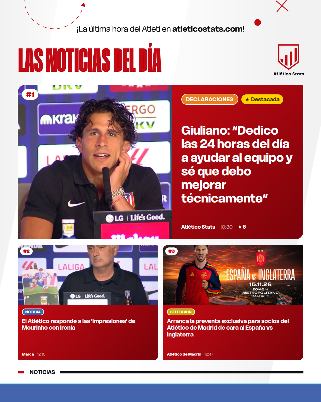 Giuliano: “Dedico las 24 horas del día a ayudar al equipo y sé que debo mejorar técnicamente” - Las noticias del día del Atleti