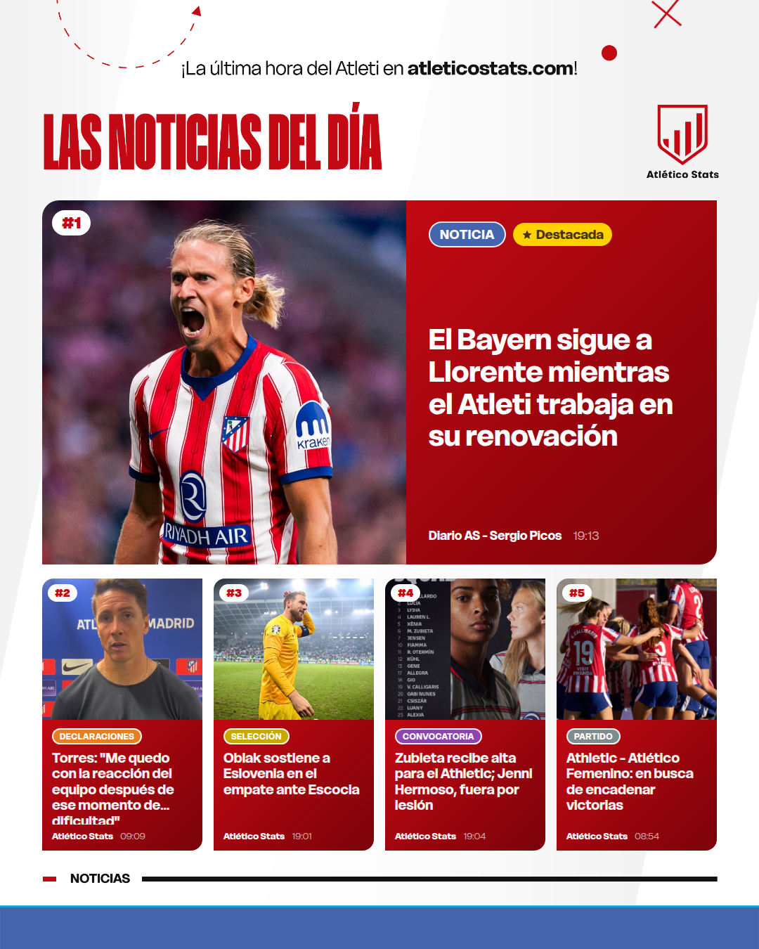El Bayern sigue a Llorente mientras el Atleti trabaja en su renovación - Las noticias del día del Atleti