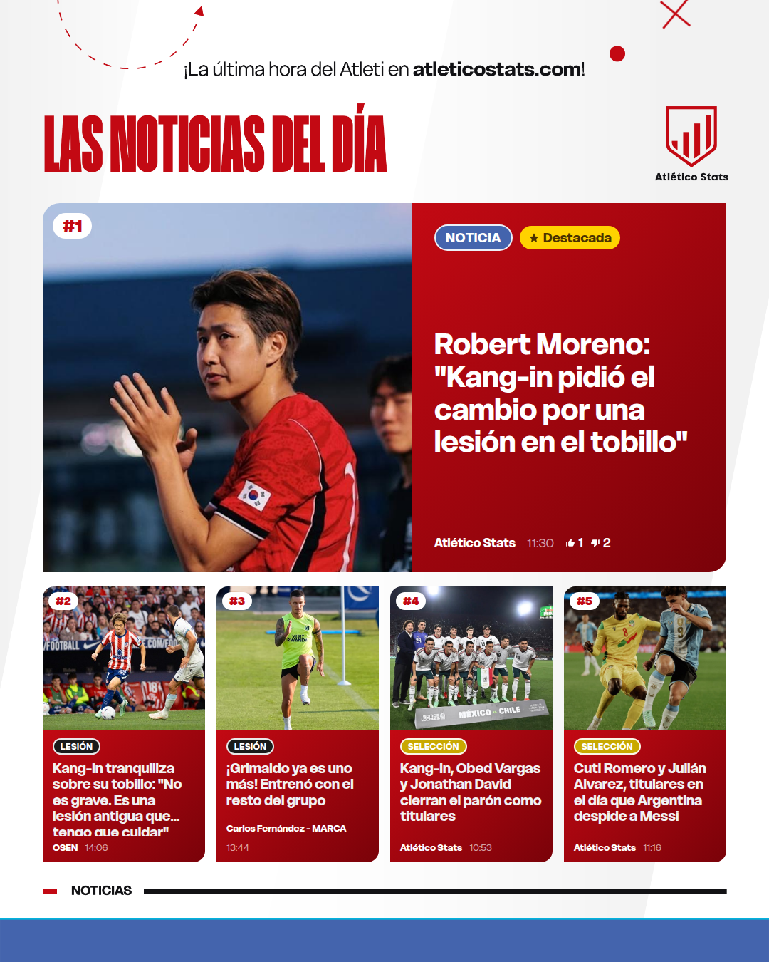 Robert Moreno: "Kang-in pidió el cambio por una lesión en el tobillo" - Las noticias del día del Atleti